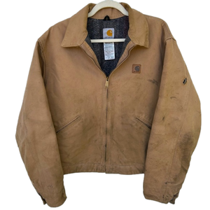 Vintage 00s Carhartt Blanket Lined Detroit Jacket Coat Distressed Canvas Size L